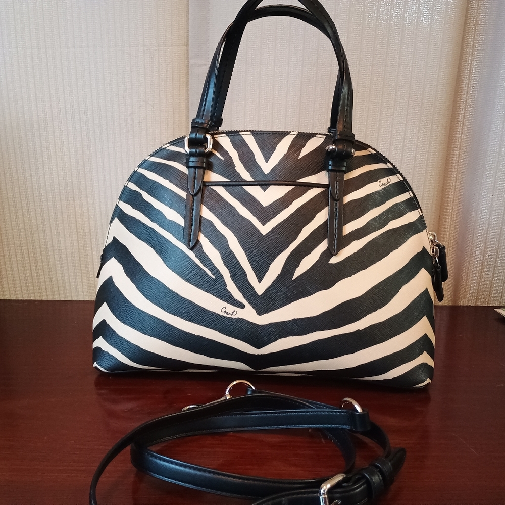 Coach Peyton Zebra Print Satchel - Picture 3 of 6